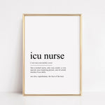 Load image into Gallery viewer, icu nurse definition print gift, printable wall art
