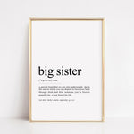 Load image into Gallery viewer, big sister definition print gift
