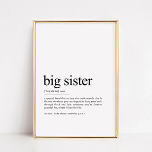 big sister definition print gift