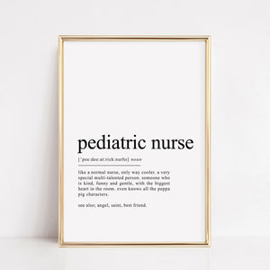 student Pediatric Nurse definition print gift
