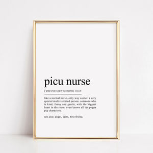picu nurse definition print gift