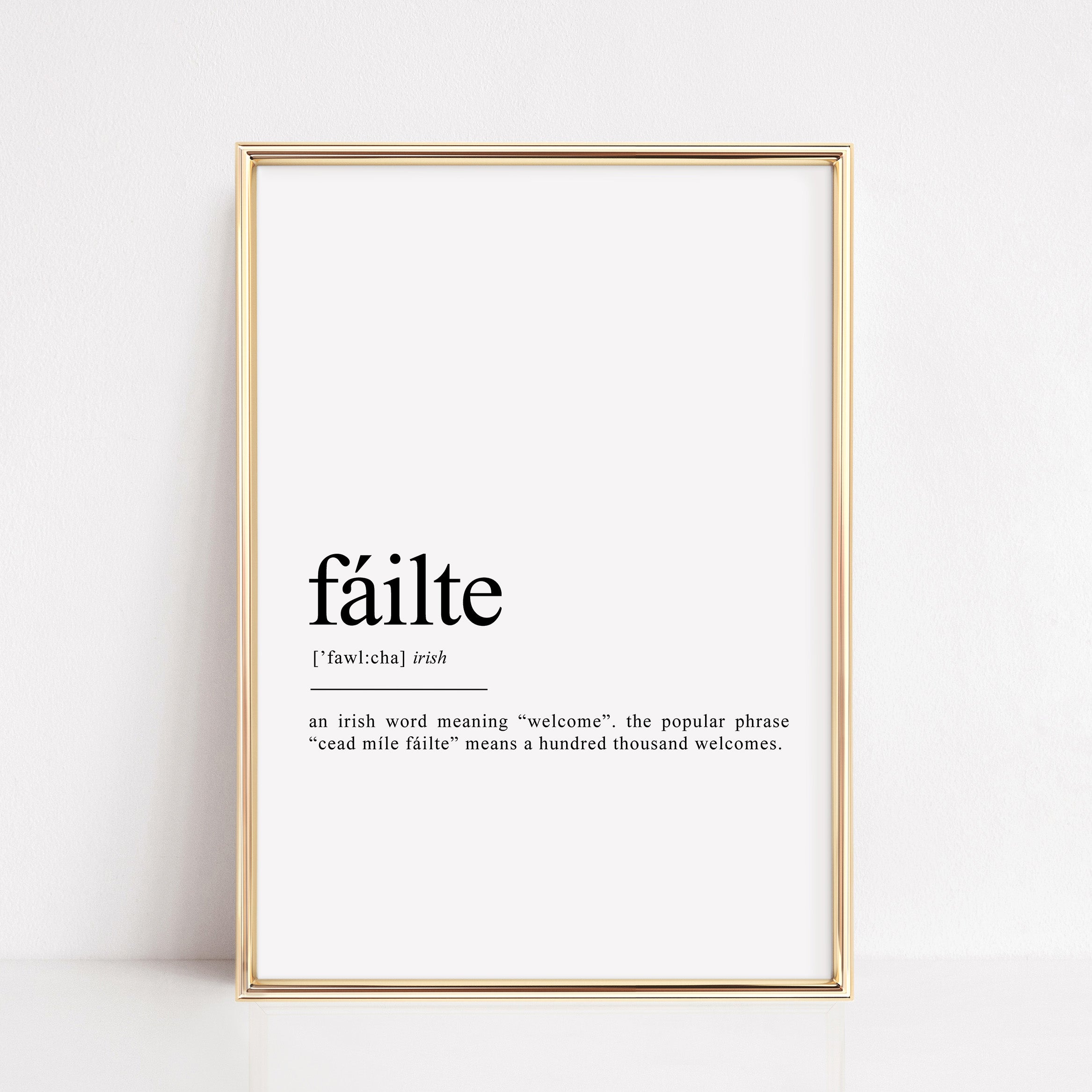 failte definition print, irish wall art, gaeilge poster