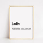 Load image into Gallery viewer, failte definition print, irish wall art, gaeilge poster
