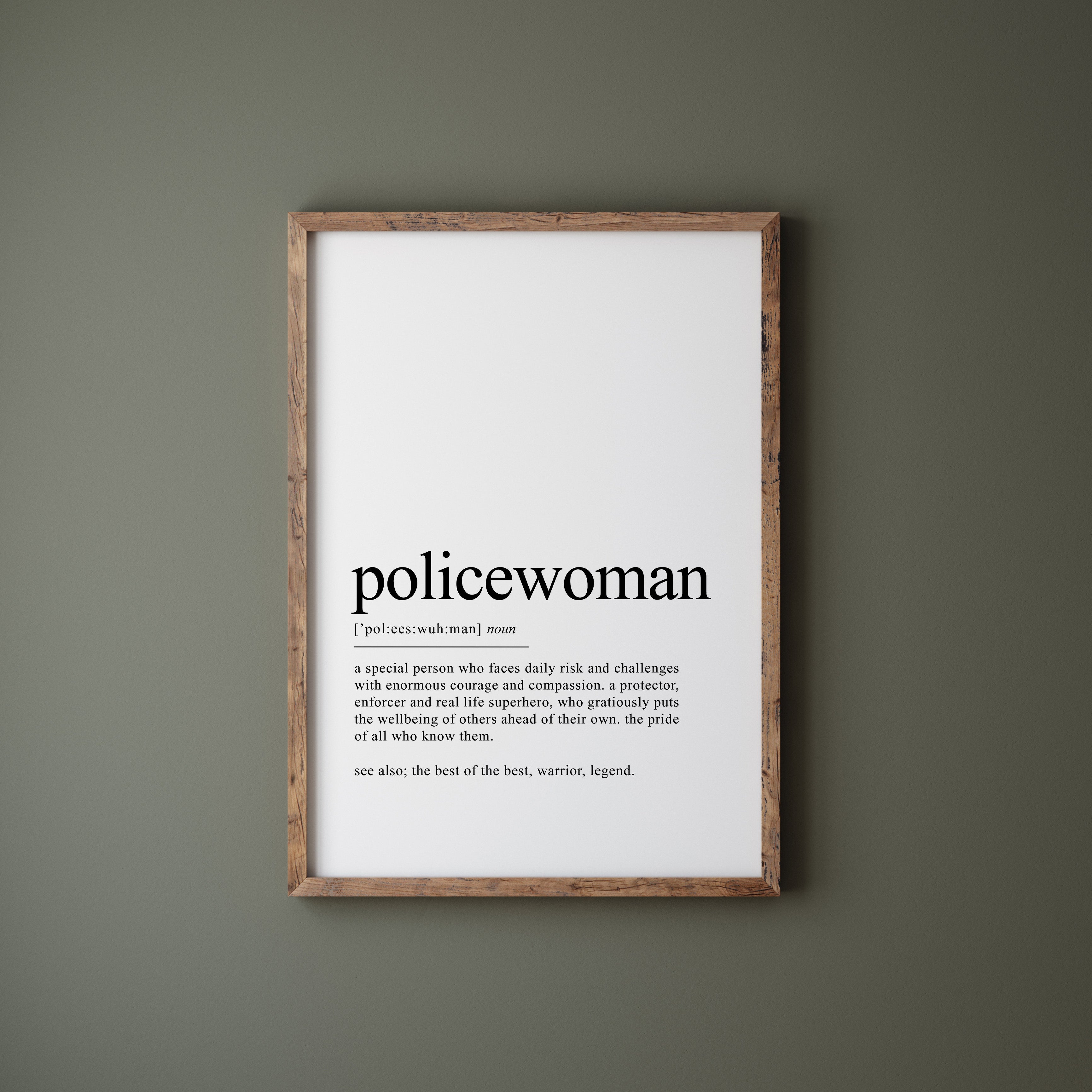 policewoman gift, policewoman dictionary definition
